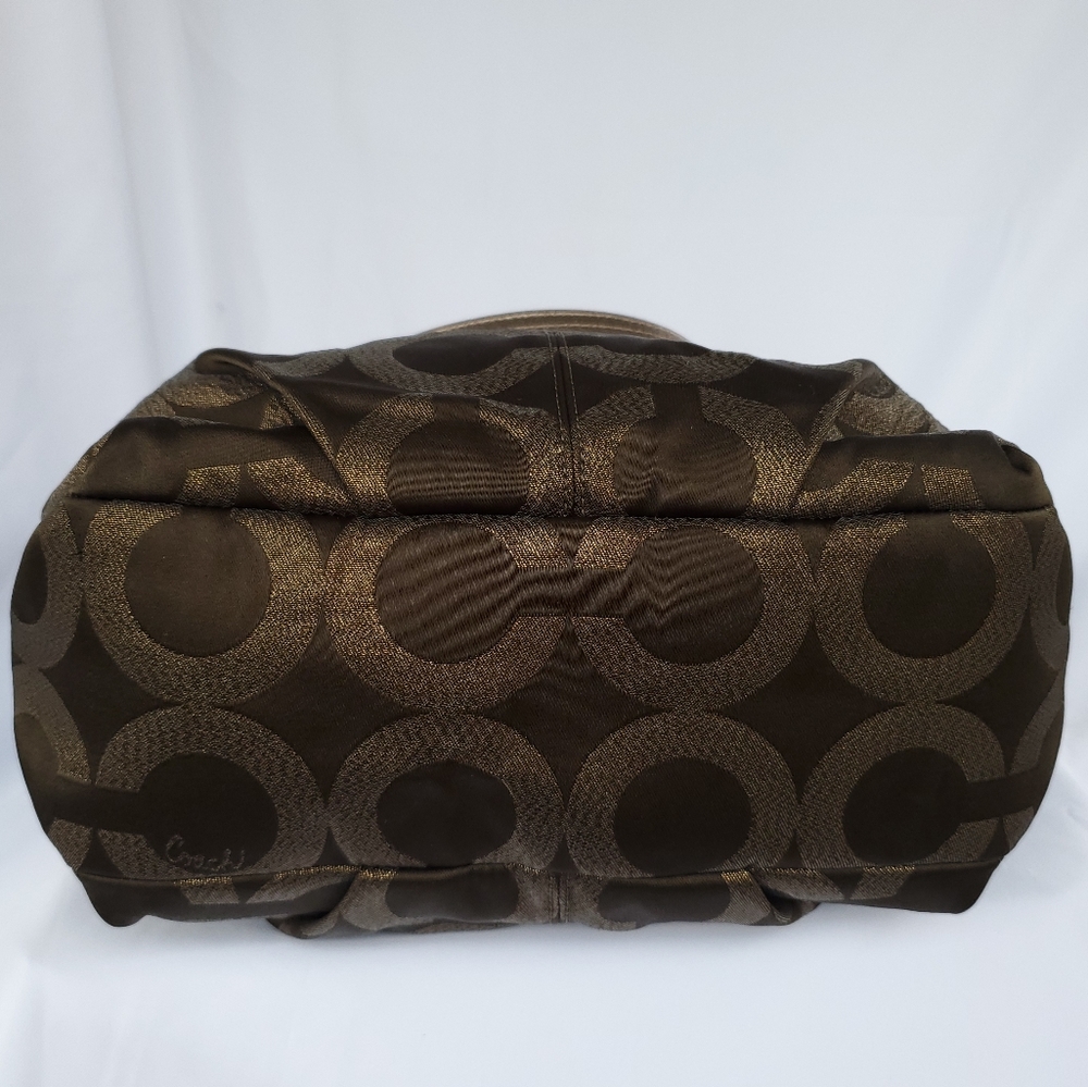 Coach Op Art Brooke  Metallic Olive Signature Logo Print Shoulder Bag Handbag - Picture 7 of 8